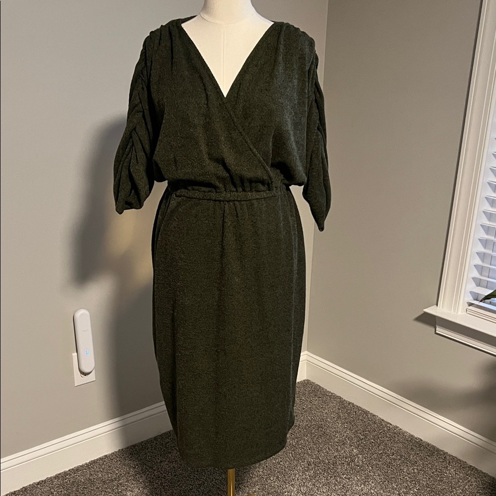 Adani Dark Green Sweater Dress